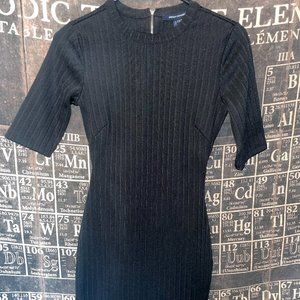 FRENCH CONNECTION BLACK BODYCON HALF ZIP DRESS